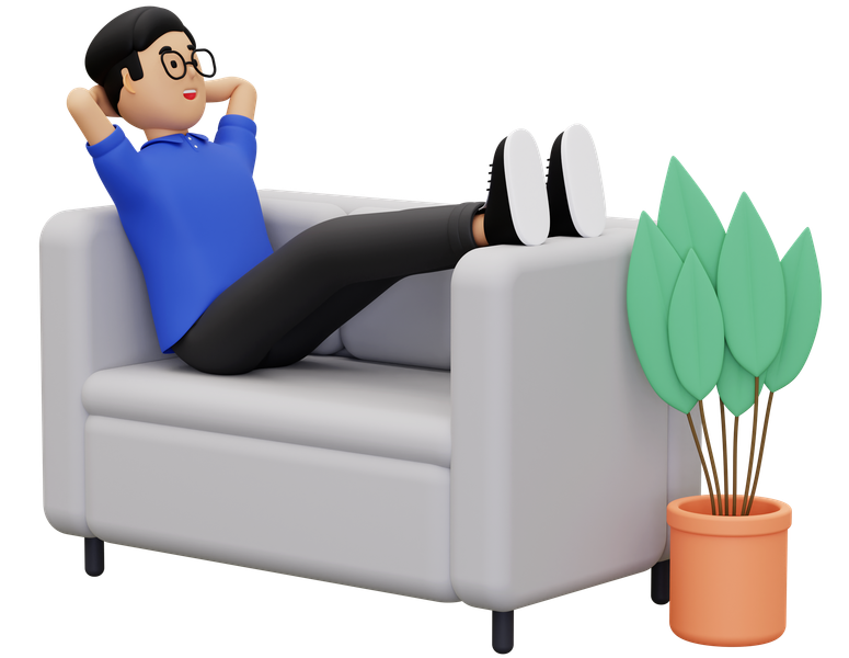 Employee relaxing on sofa